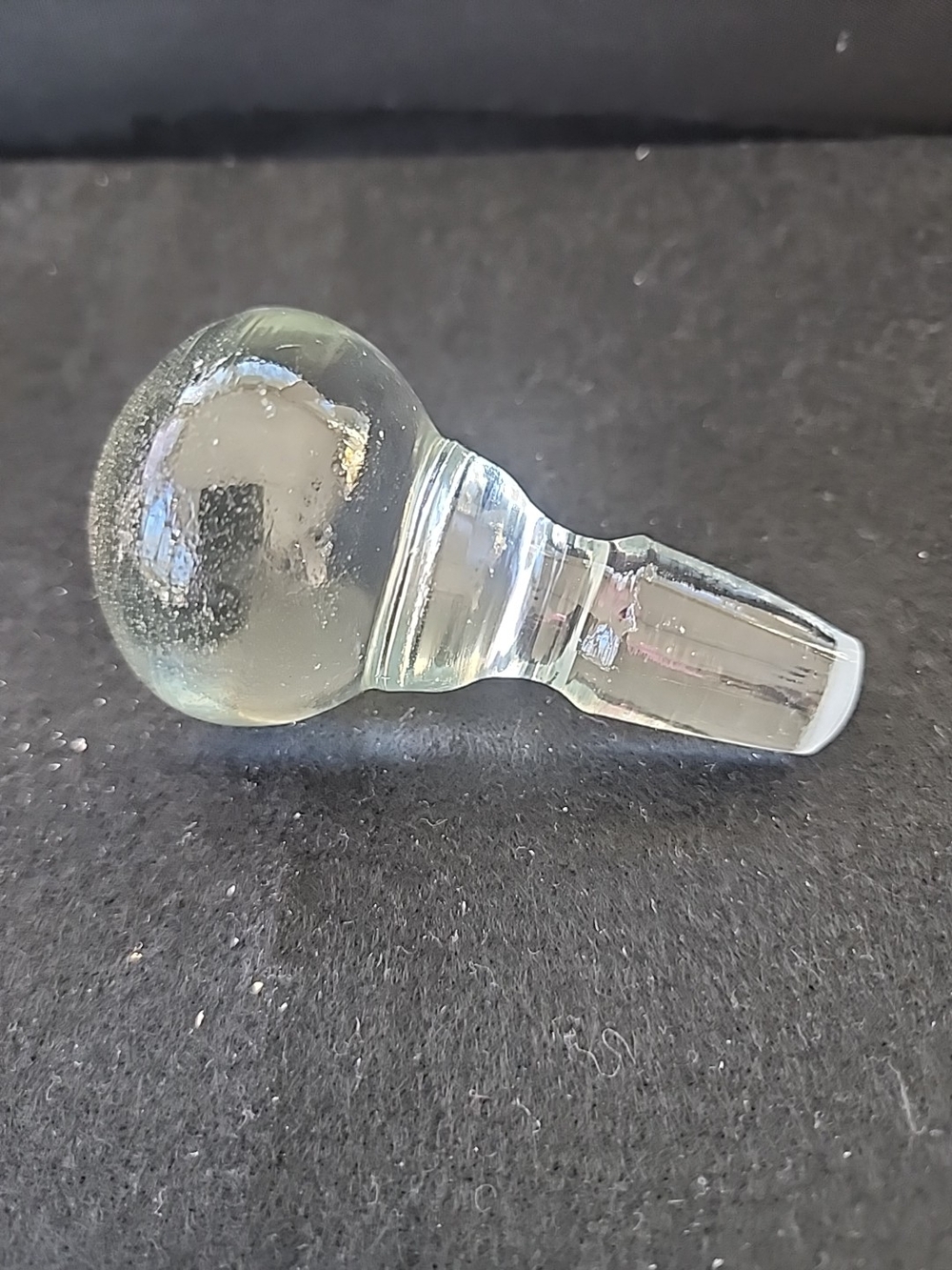Vintage Clear Crystal Glass Bottle Stopper Ground Ball Bulbous Round Barware